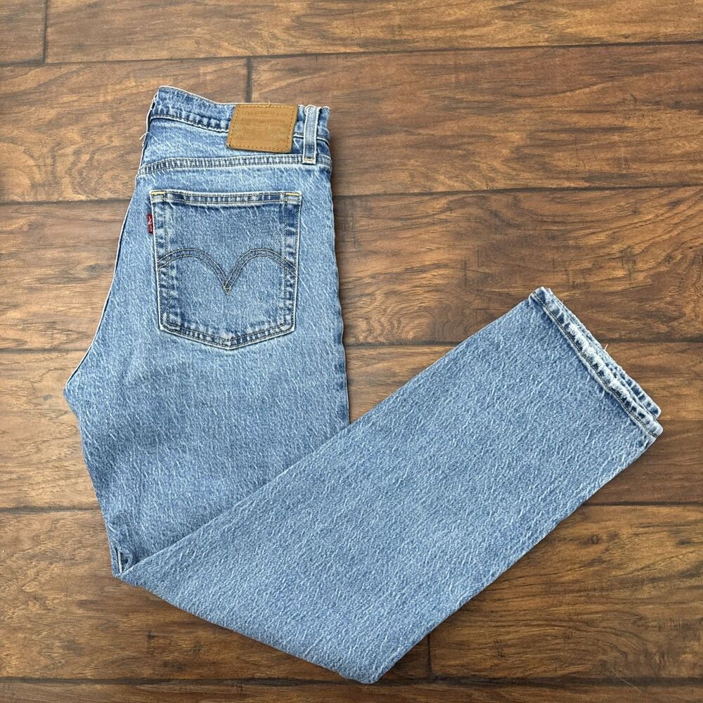 Levis Premium Wedgie Jeans Women's 27 (27.5 x 27) Blue Denim Button Fly Big E - Picture 14 of 15